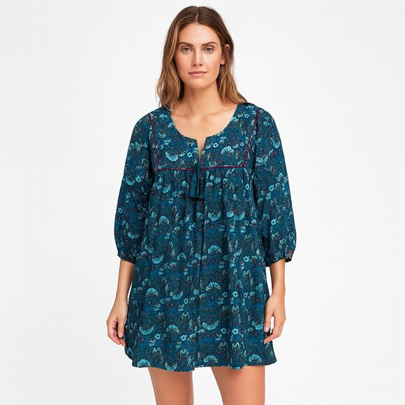 NWT Band of the Free 3/4 Sleeve Green Teal Mini Dress Size Medium - Picture 1 of 7